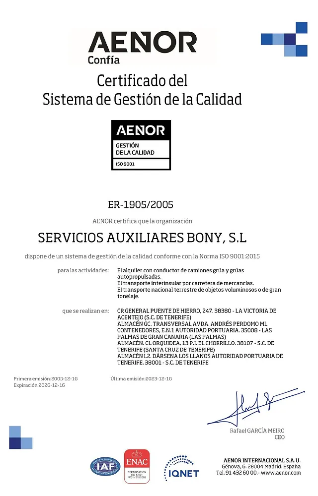 Certificado AENOR